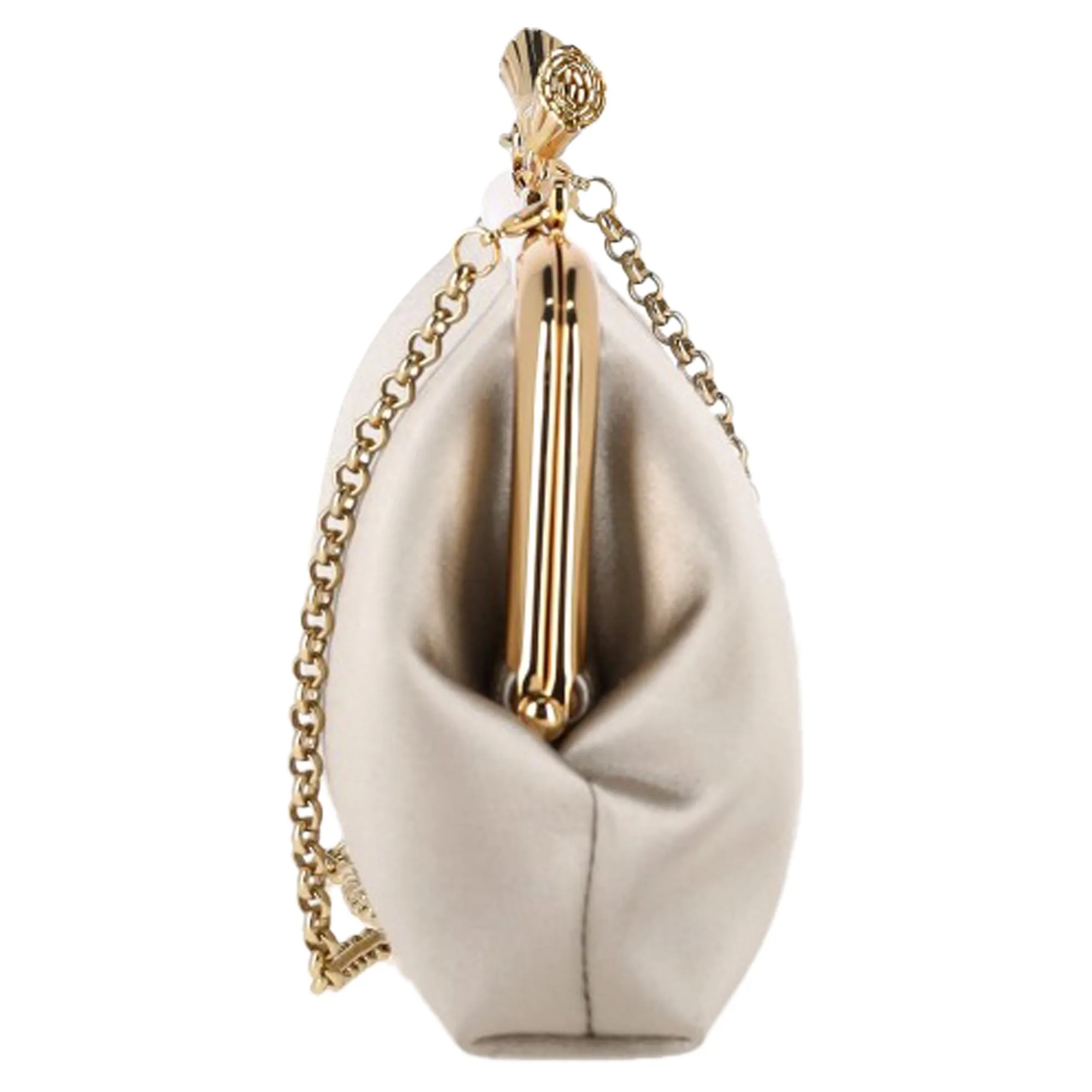 Anya Hindmarch Maud Tassel Clutch Bag in Silver Satin