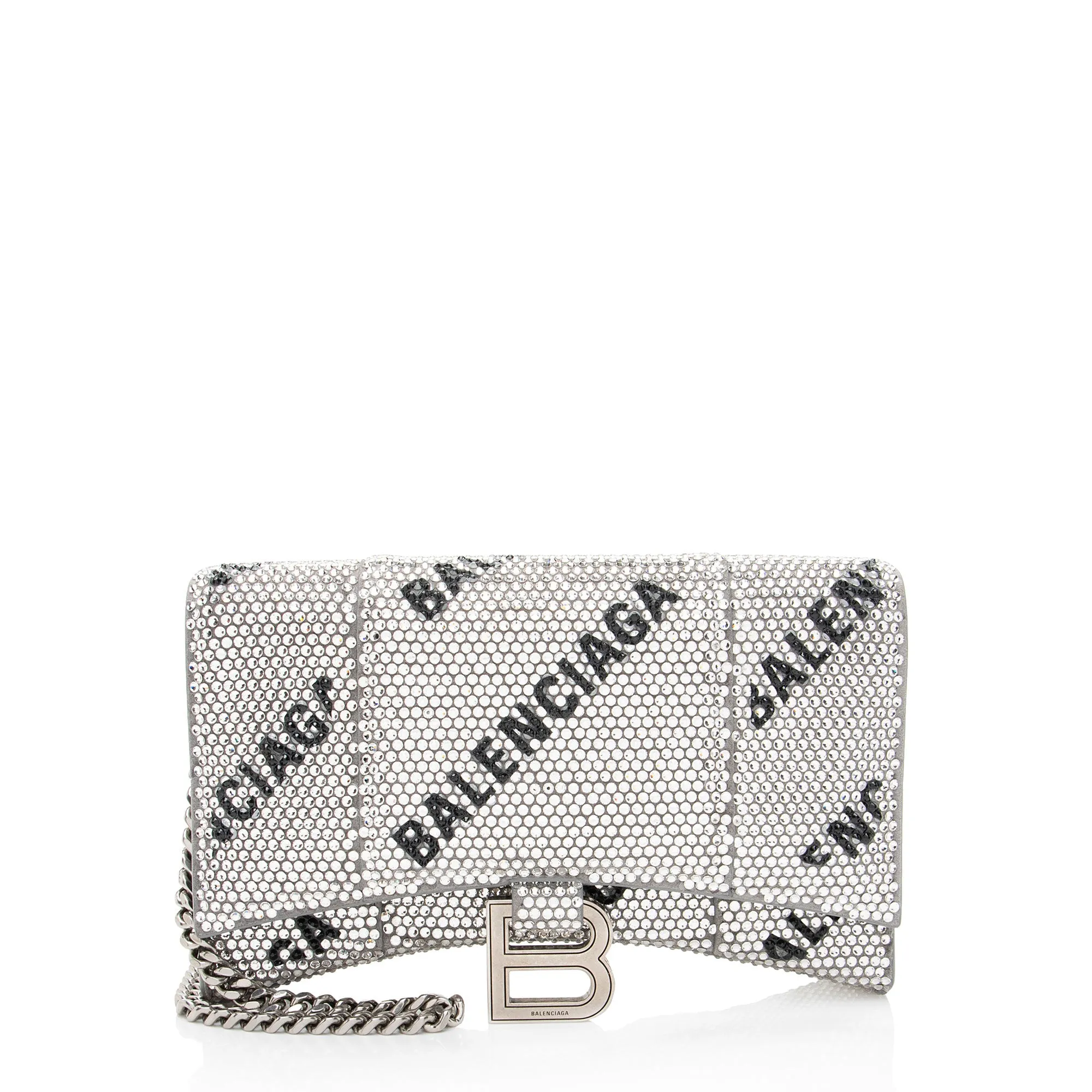 Balenciaga Crystal Logo Hourglass Chain Bag
