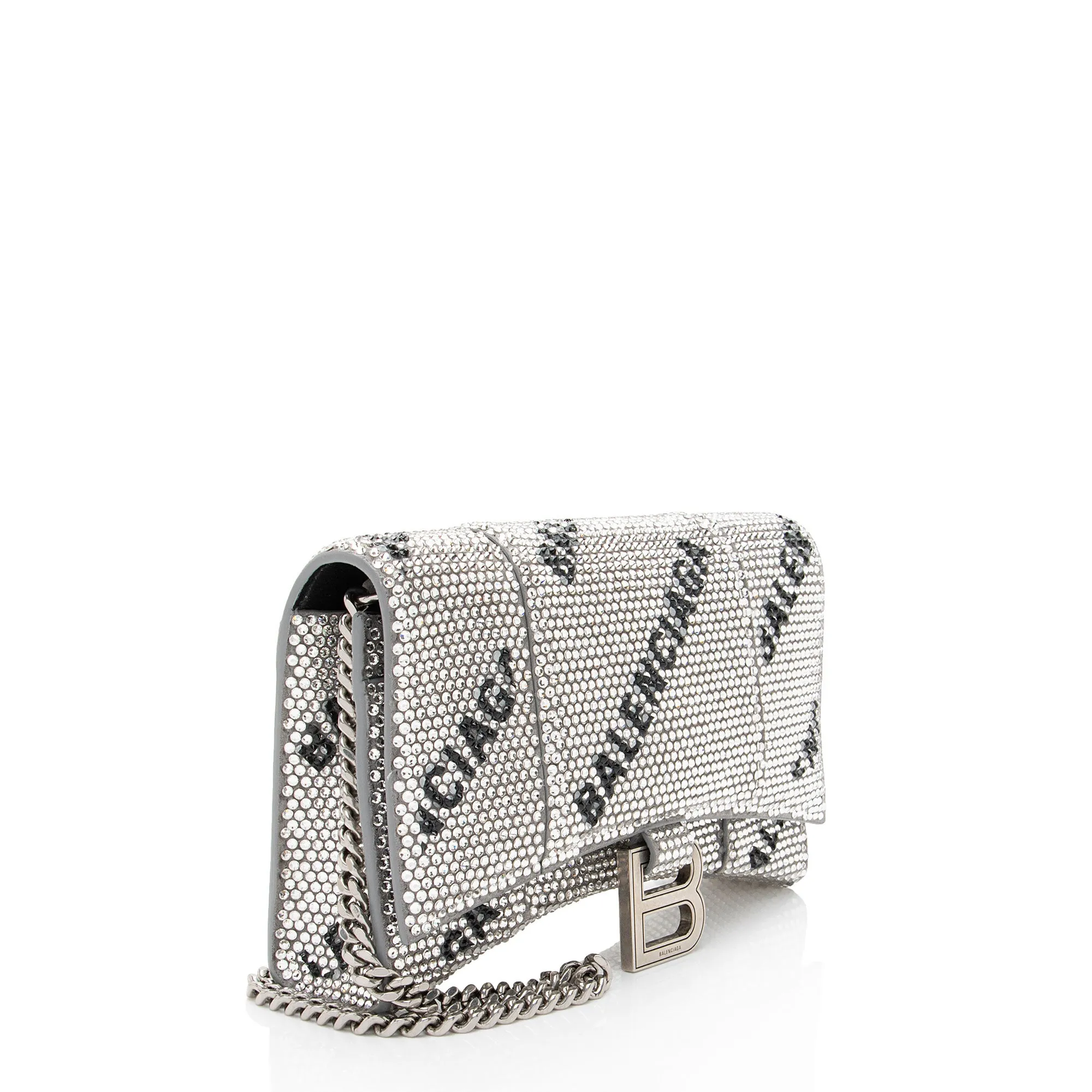Balenciaga Crystal Logo Hourglass Chain Bag