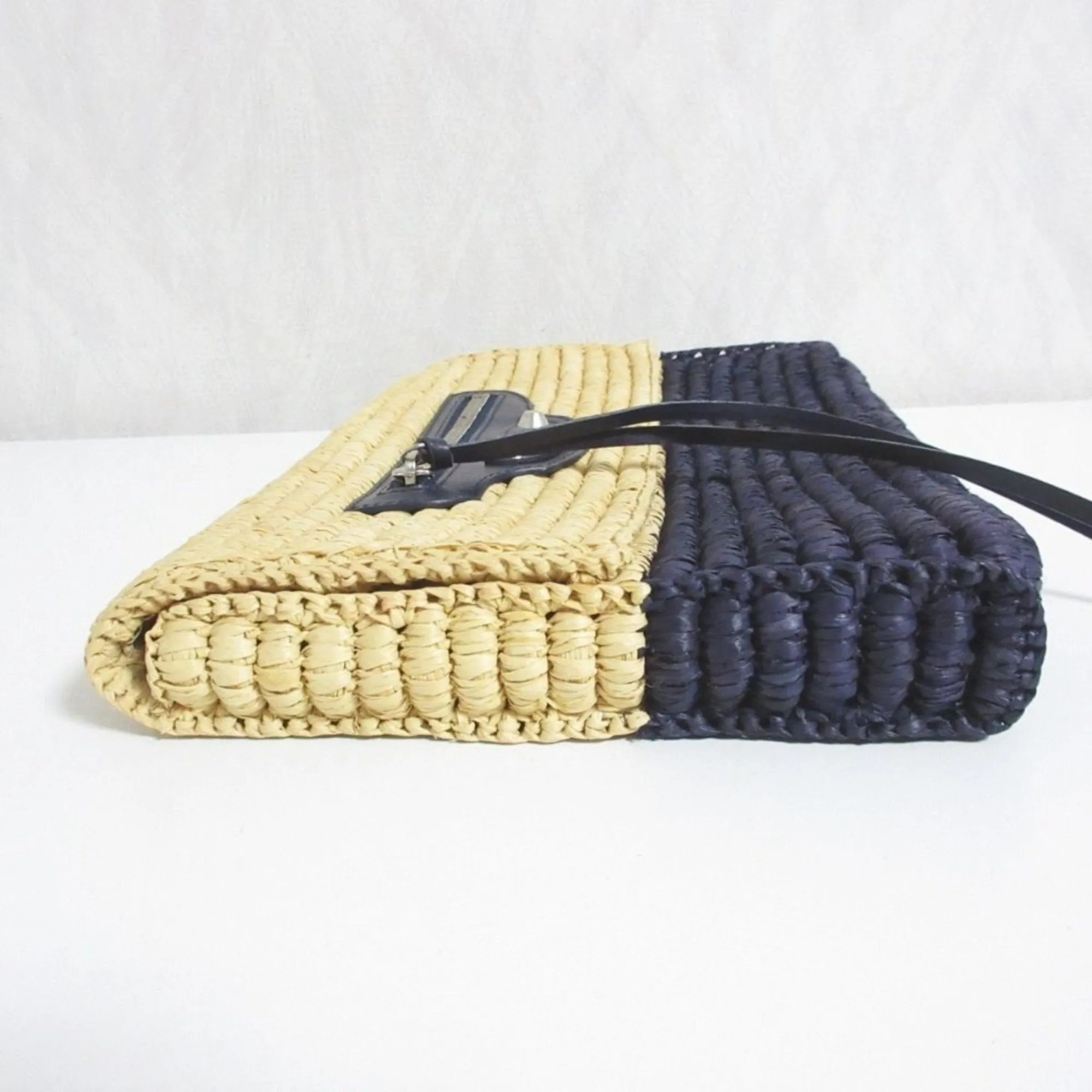 Balenciaga Navy Raffia Clutch Bag (Pre-Owned)