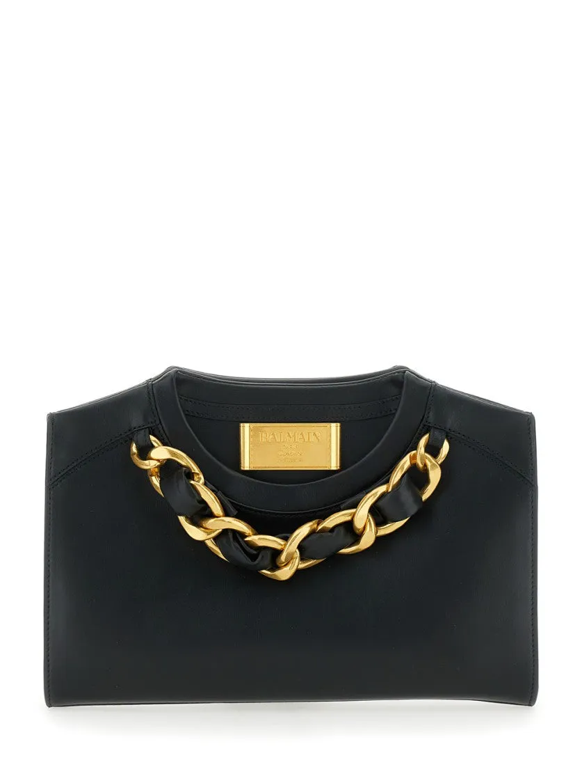 Black Pouch With Logo Plaque On The Front