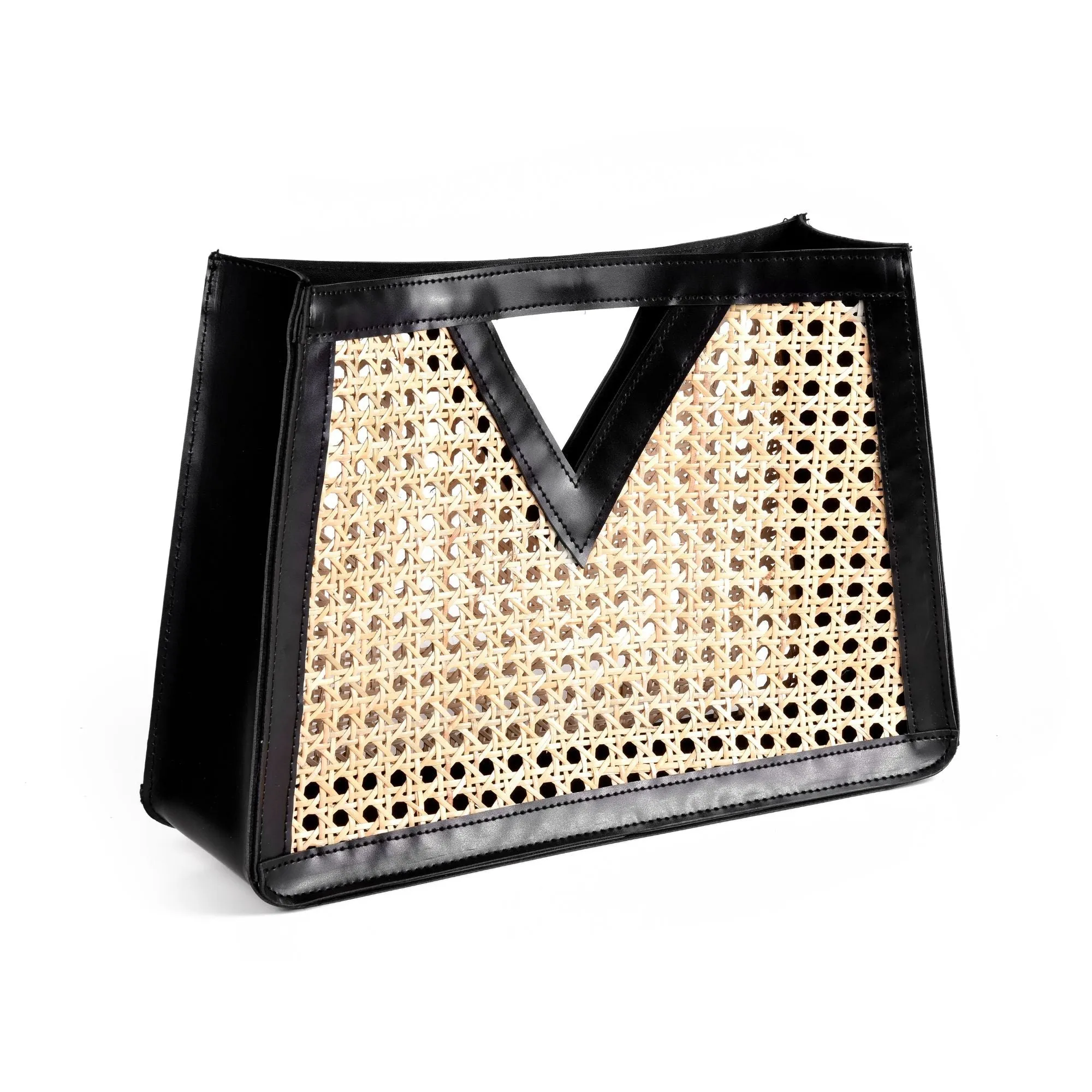 Black Rattan Kane Clutch