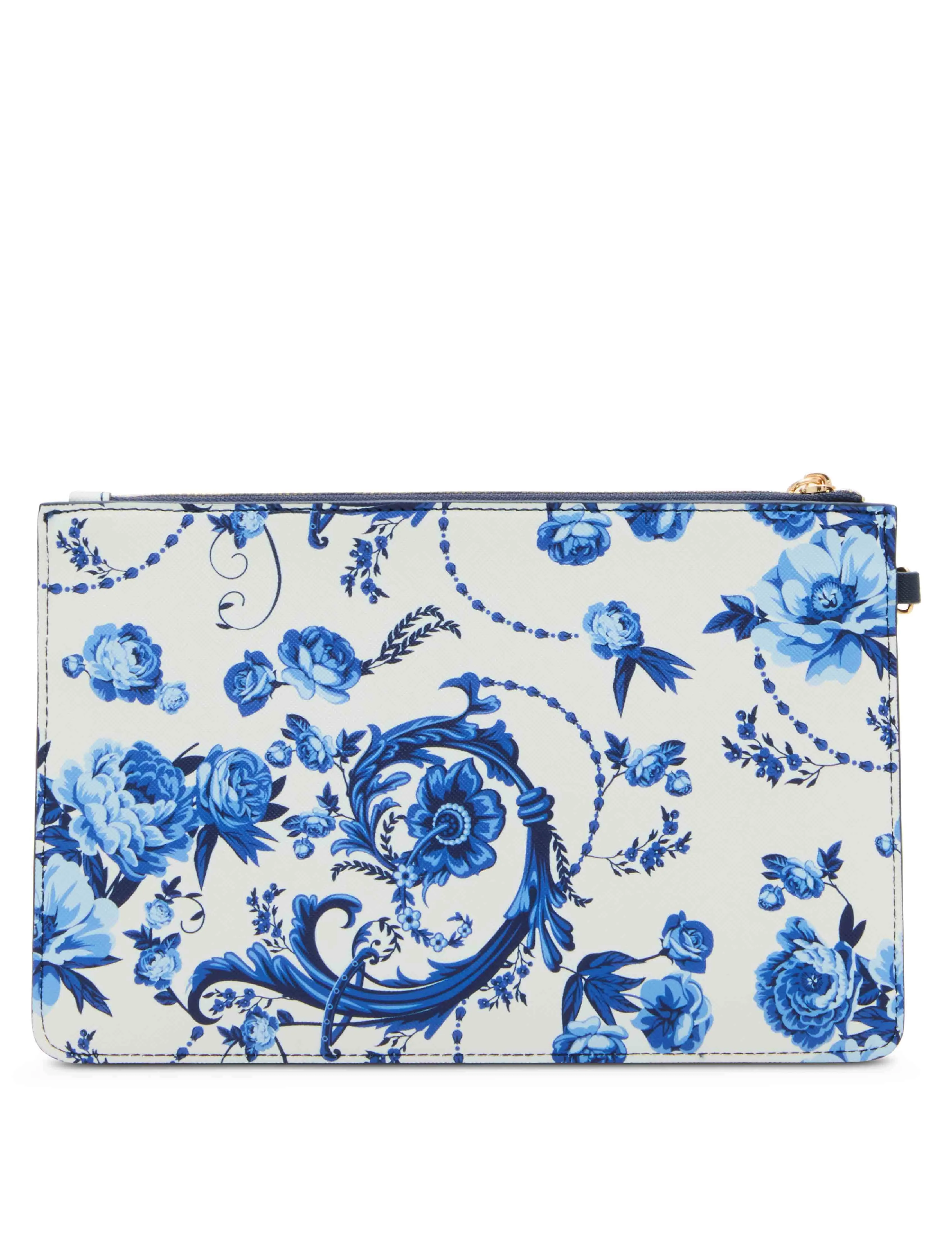 Blue Toile Wristlet with Insert