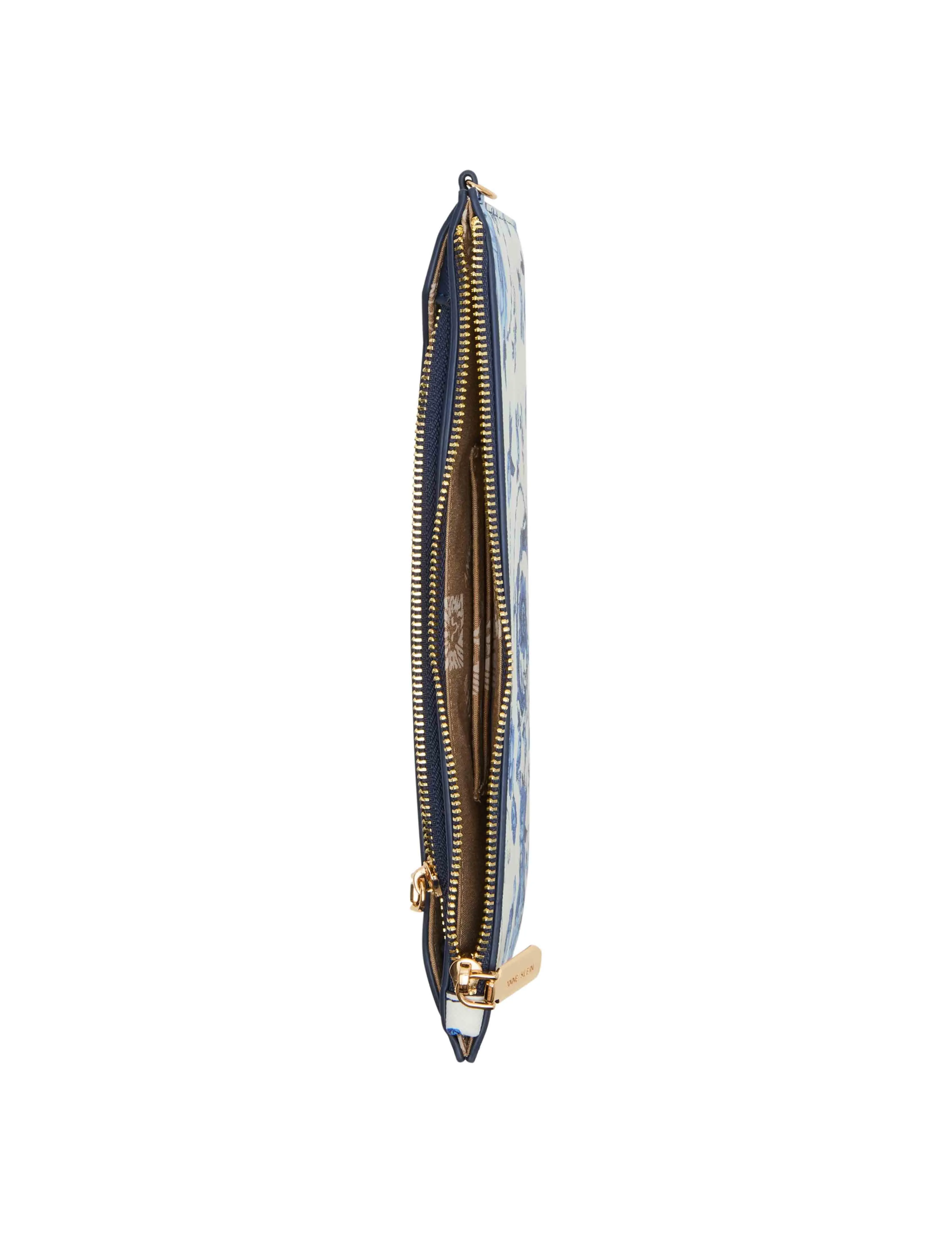 Blue Toile Wristlet with Insert