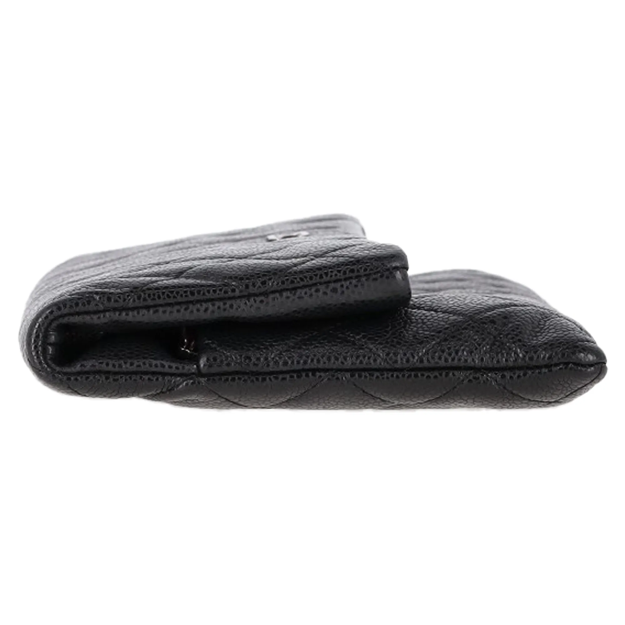Chanel Beauty CC Quilted Caviar Clutch in Black Leather