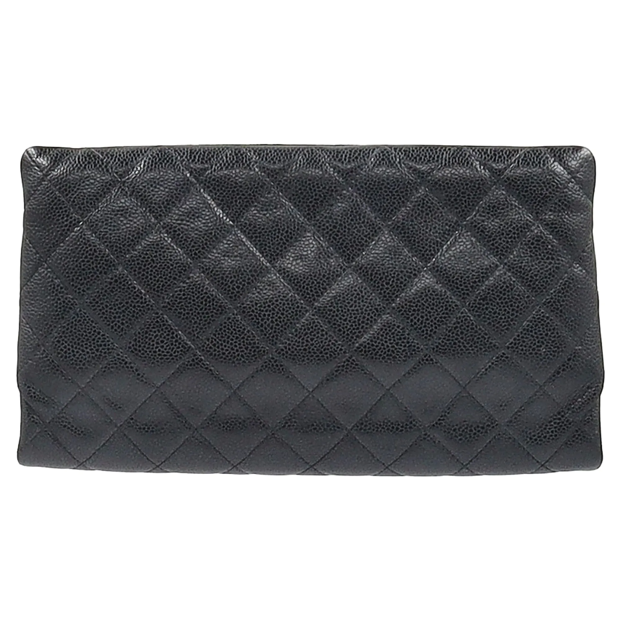 Chanel Beauty CC Quilted Caviar Clutch in Black Leather