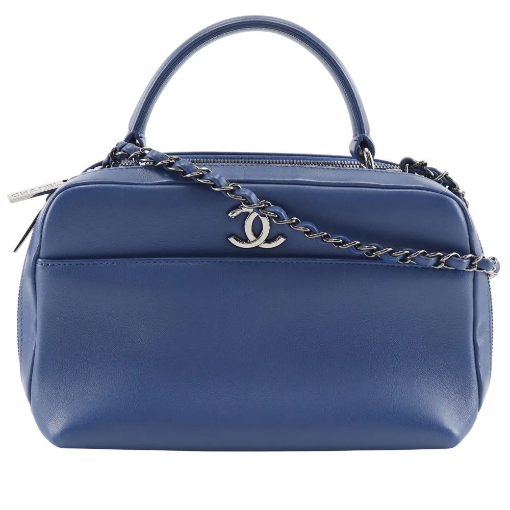CHANEL Handbag Calfskin Blue 2WAYShoulder Trendy Bowling Bag