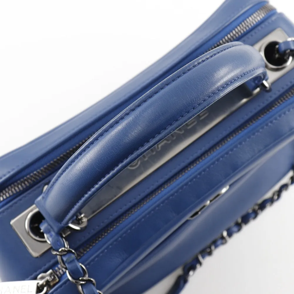 CHANEL Handbag Calfskin Blue 2WAYShoulder Trendy Bowling Bag