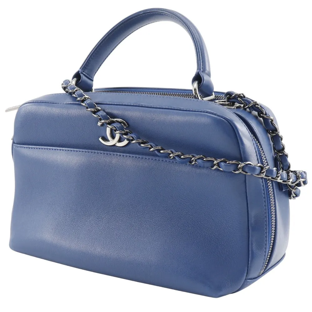 CHANEL Handbag Calfskin Blue 2WAYShoulder Trendy Bowling Bag