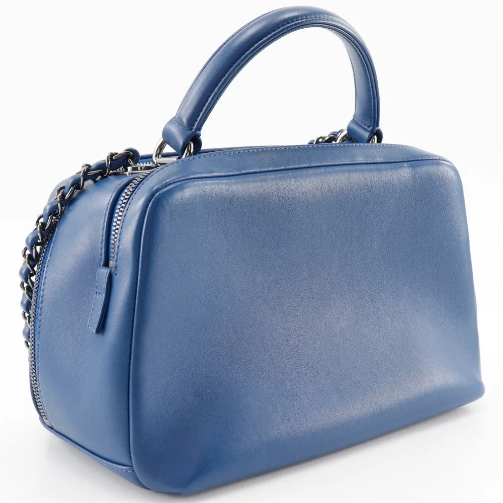 CHANEL Handbag Calfskin Blue 2WAYShoulder Trendy Bowling Bag