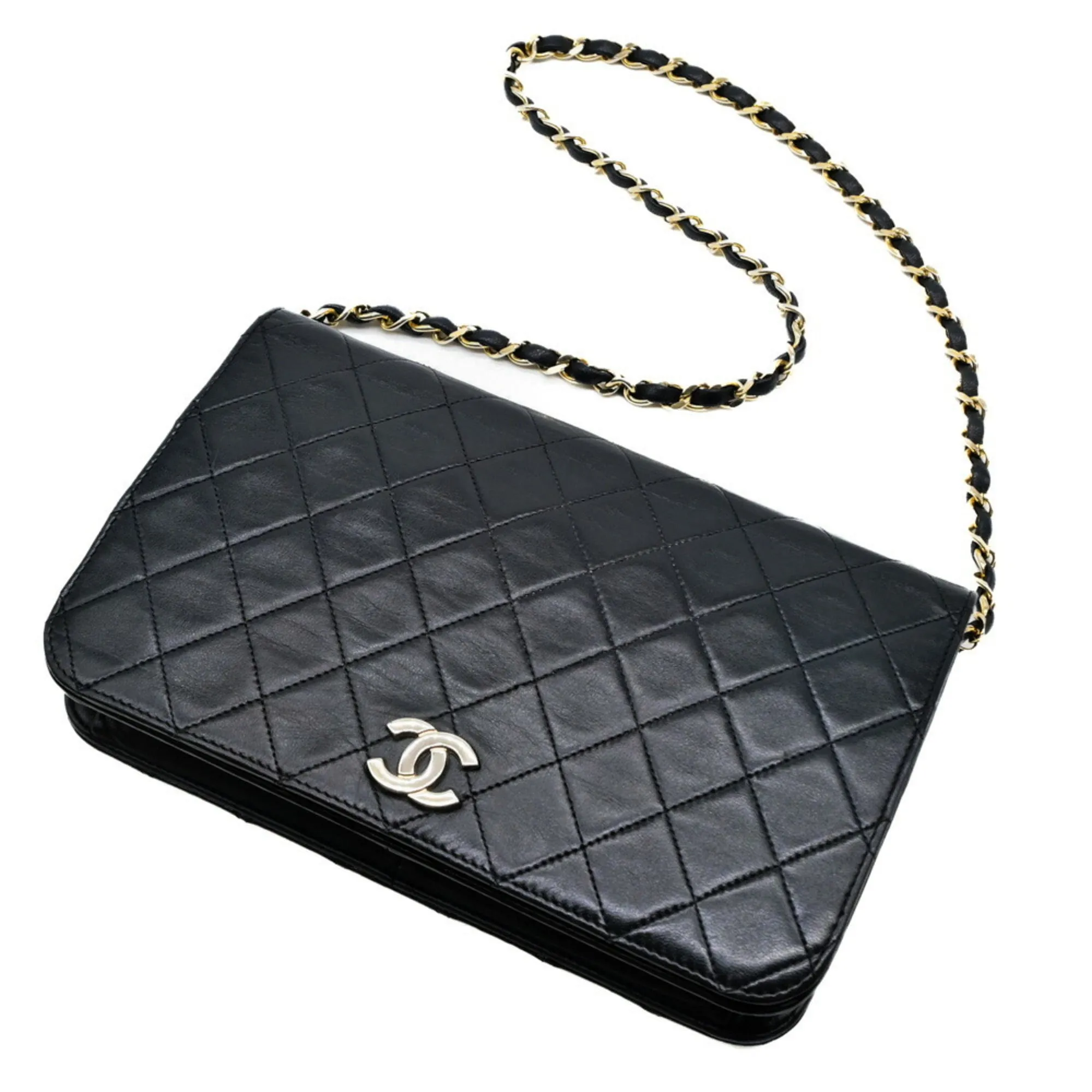 Chanel Leather Clutch Bag Shoulder Bag (Pre-Owned)