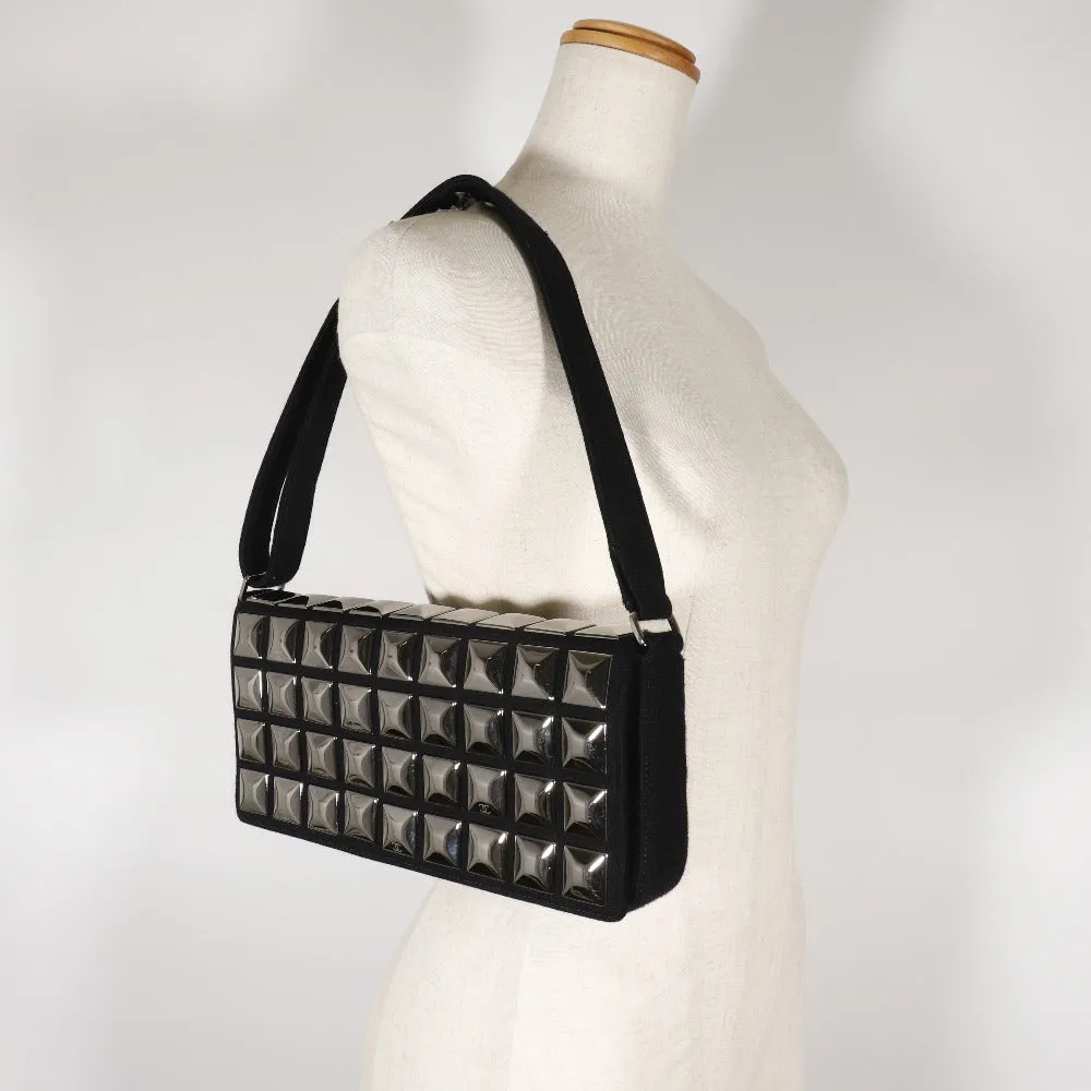 CHANEL Shoulder Bag cotton black Ice cube Chocolate bar