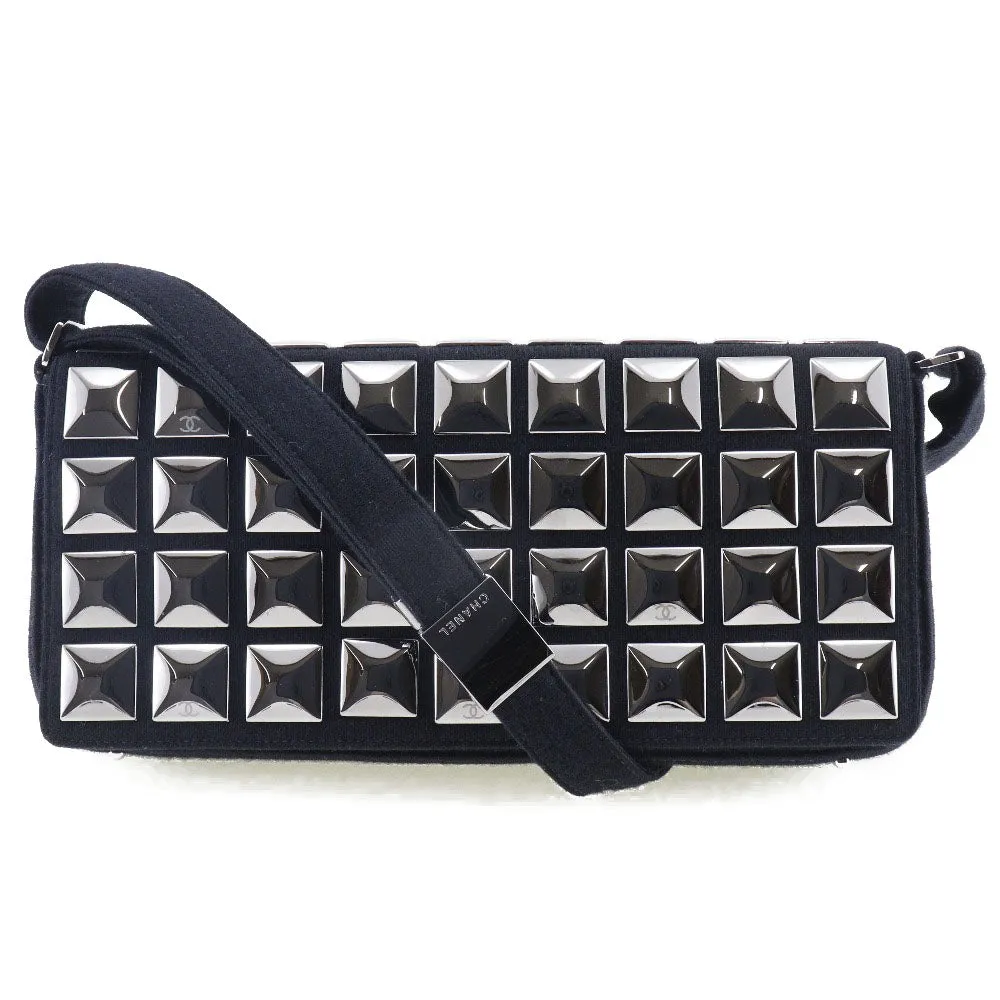 CHANEL Shoulder Bag cotton black Ice cube Chocolate bar