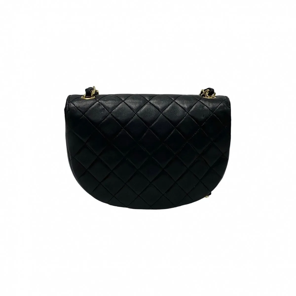 CHANEL Shoulder Bag lambskin black COCO Mark Half Moon Matrasse Women Used