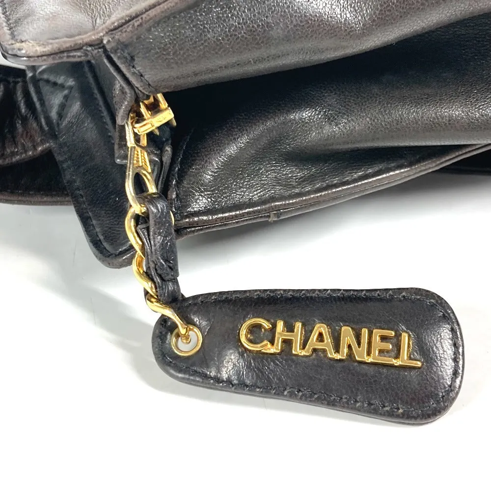 CHANEL Shoulder Bag lambskin black vintage CC COCO Mark logo
