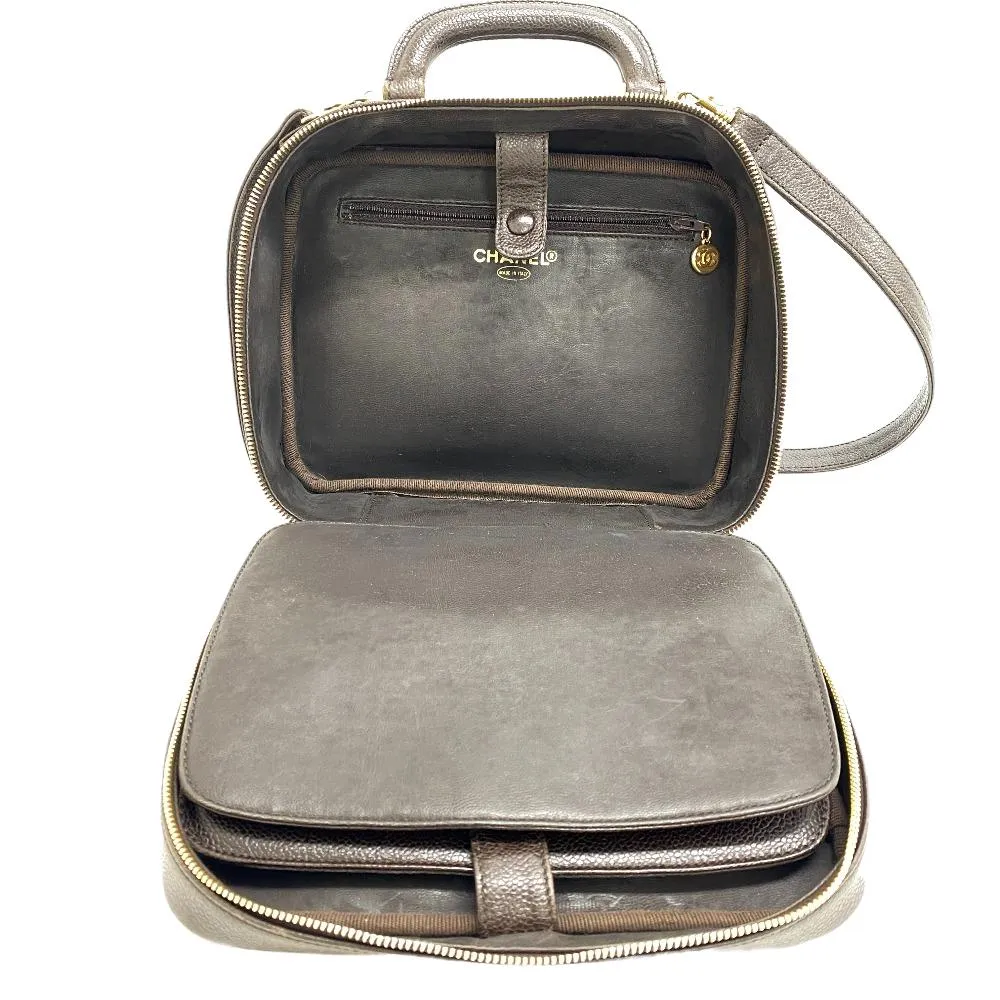 CHANEL Shoulder Bag leather Brown Caviar skin COCO Mark