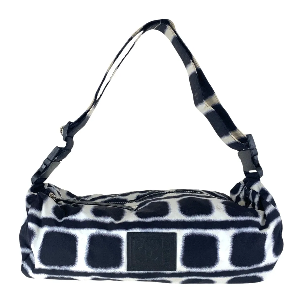 CHANEL Shoulder Bag Nylon Black White SilverMetal Sports line COCO Mark