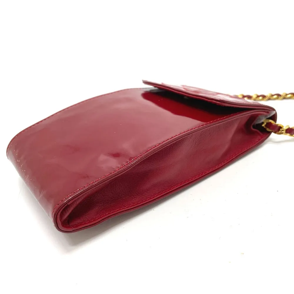 CHANEL Shoulder Bag Patent leather Red CCCOCO Mark Chain pochette