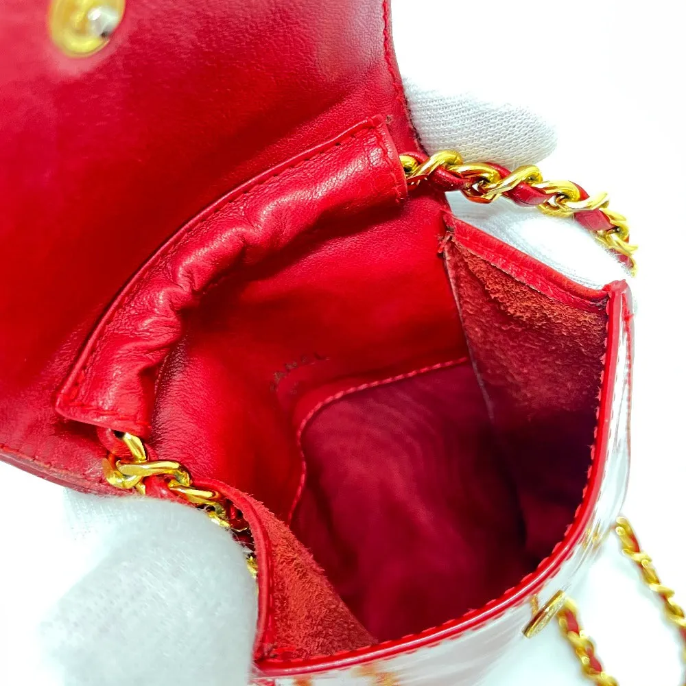 CHANEL Shoulder Bag Patent leather Red CCCOCO Mark Chain pochette