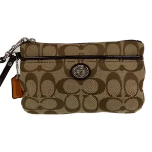 Coach Signature Canvas Leather Clutch Bag (Pre-Owned)