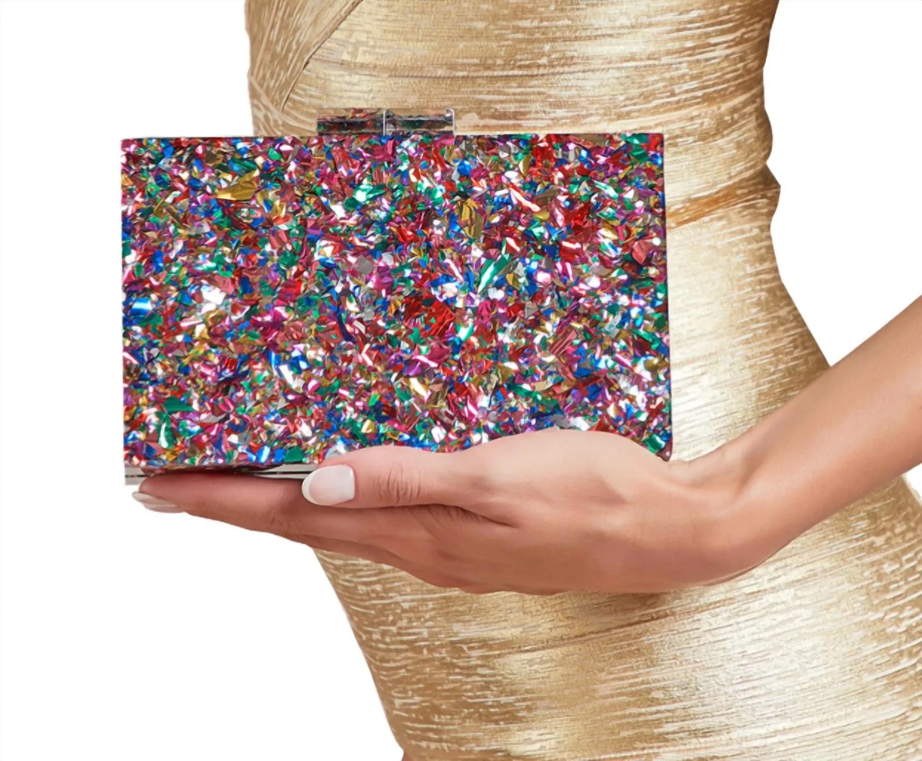 Confetti Acrylic Clutch In Multicolor