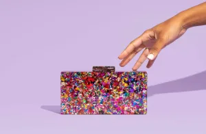 Confetti Acrylic Clutch In Multicolor