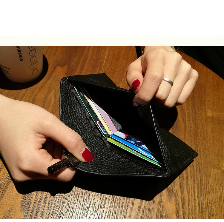 Cute Womens Green Leather Envelope Wallet Slim Clutch Purse Checkbook Long Wallet for Women