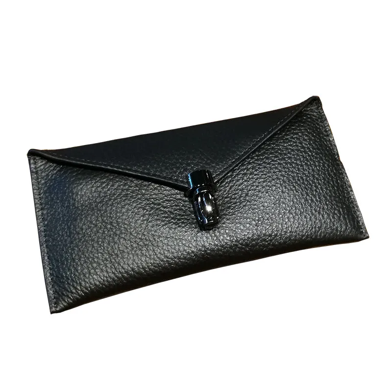 Cute Womens Green Leather Envelope Wallet Slim Clutch Purse Checkbook Long Wallet for Women
