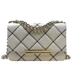 Emerson Place Mini Lawren Quilted Leather Crossbody Designer By Kate Spade In Cement/Black, Size: Medium