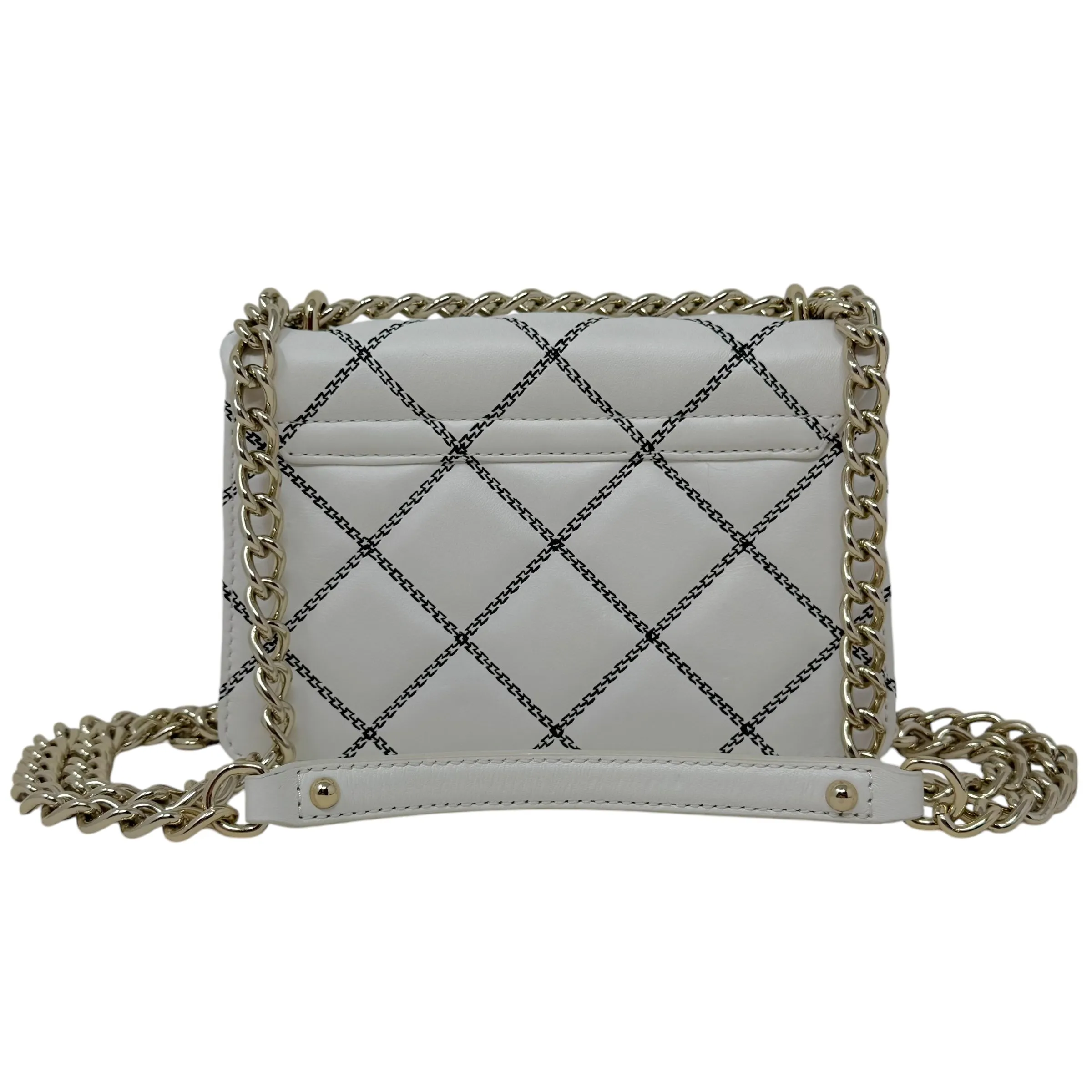 Emerson Place Mini Lawren Quilted Leather Crossbody Designer By Kate Spade In Cement/Black, Size: Medium