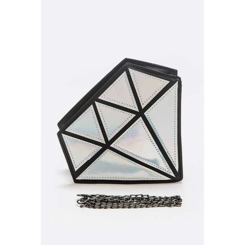 FASHNZFAB 2 Tone Holographic Iconic Diamond Clutch Bag