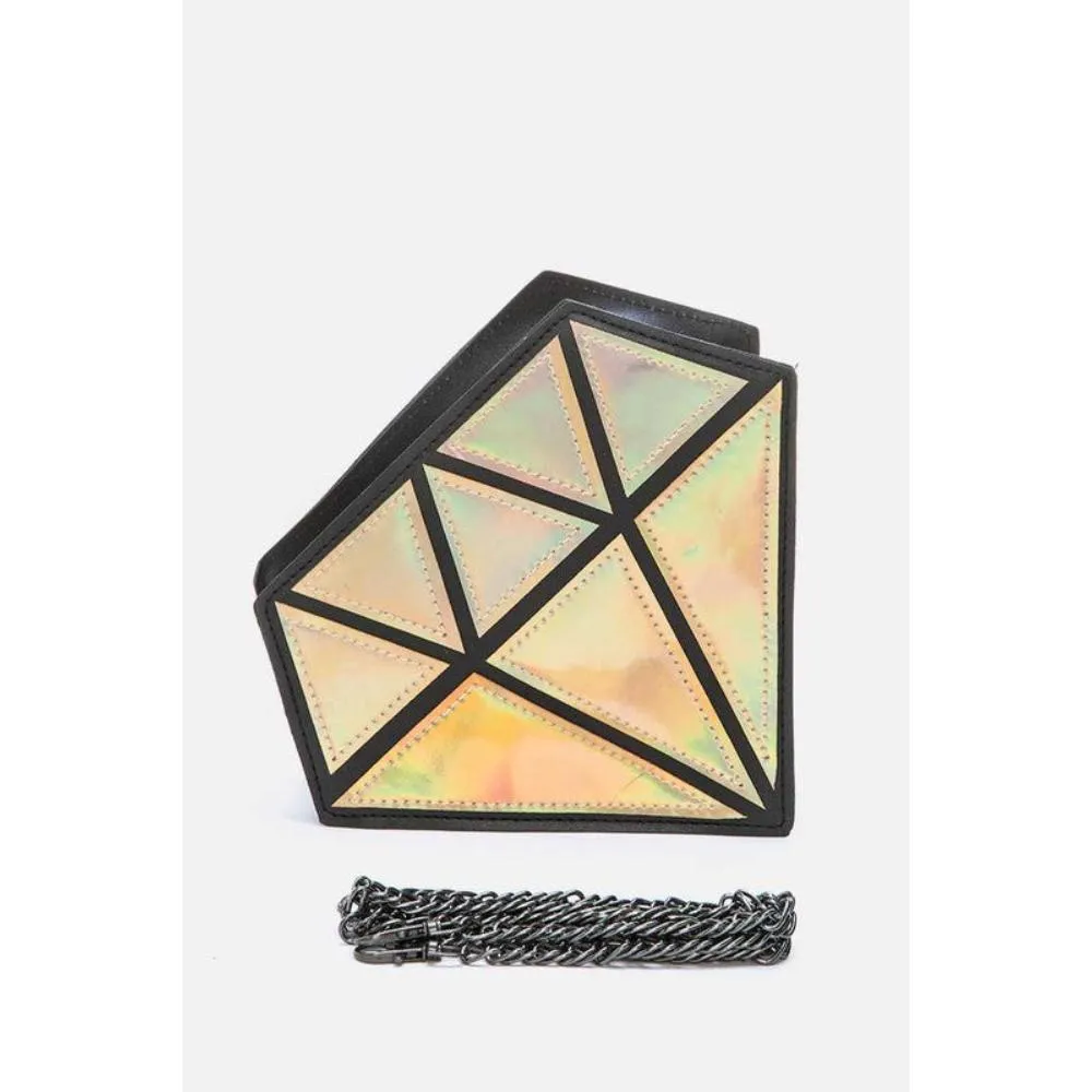 FASHNZFAB 2 Tone Holographic Iconic Diamond Clutch Bag