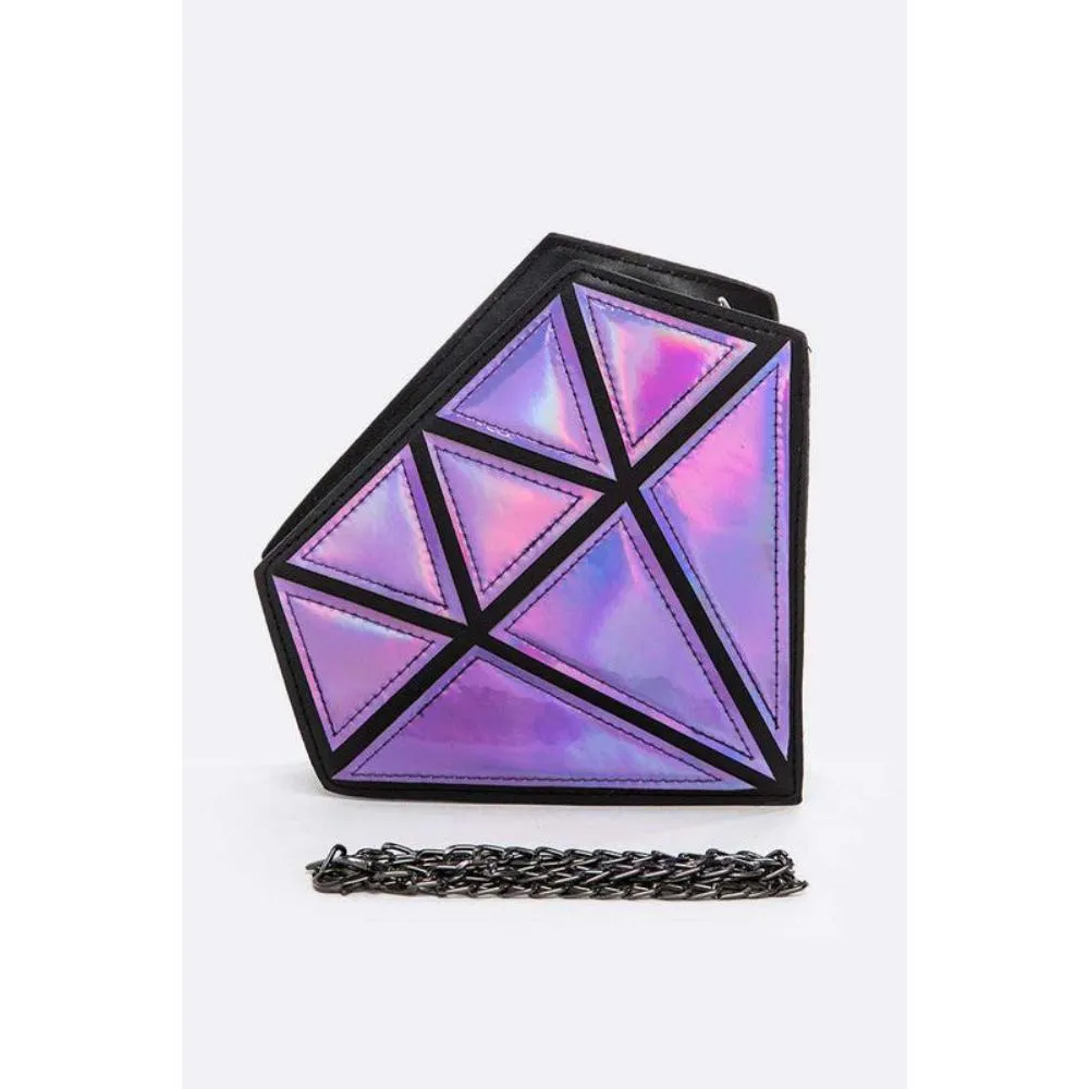 FASHNZFAB 2 Tone Holographic Iconic Diamond Clutch Bag