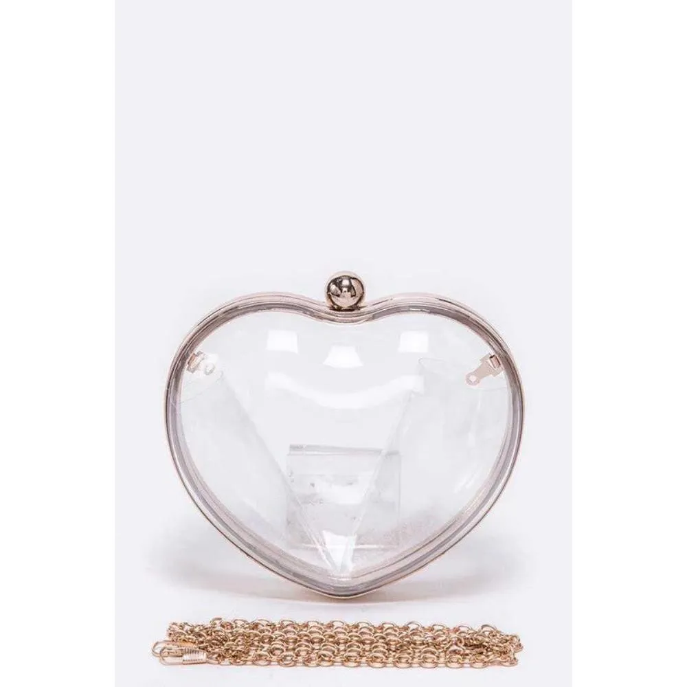 FASHNZFAB Clear Acrylic Puff Heart Convertible Clutch