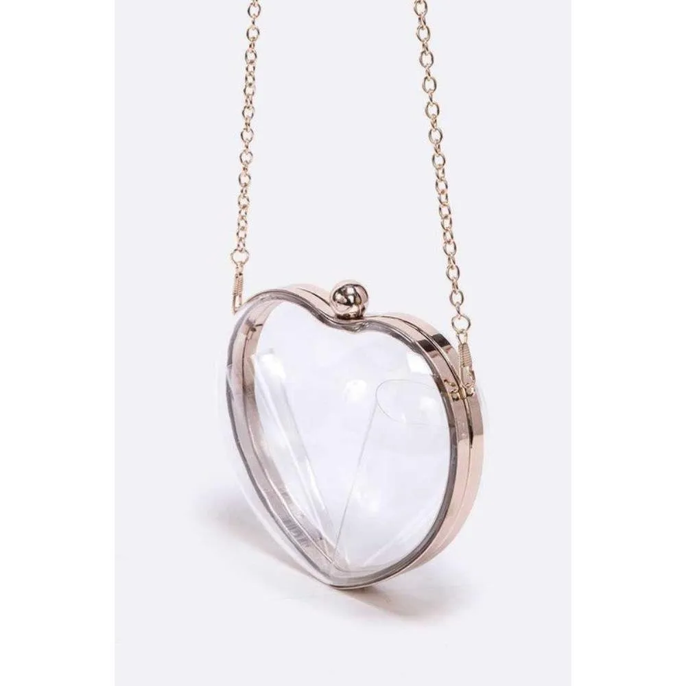 FASHNZFAB Clear Acrylic Puff Heart Convertible Clutch