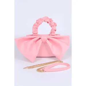 FASHNZFAB Crinkle Handle Large Bow Tie Clutch Bag
