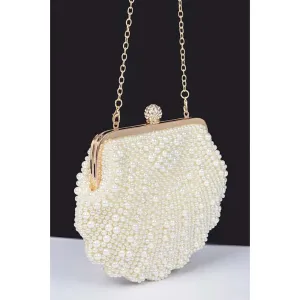 FASHNZFAB Faux Pearl Sea Shell Iconic Clutch Bag
