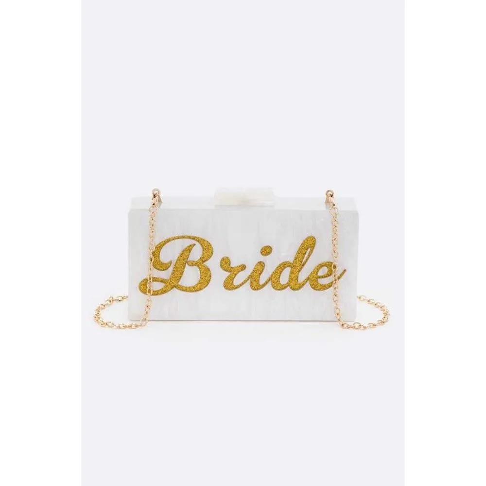 FASHNZFAB Glitter Bride Acrylic Box Clutch