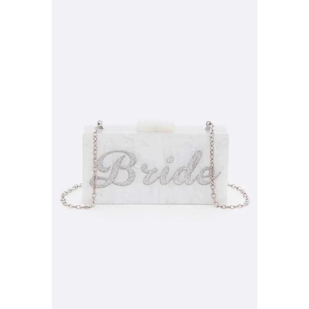 FASHNZFAB Glitter Bride Acrylic Box Clutch