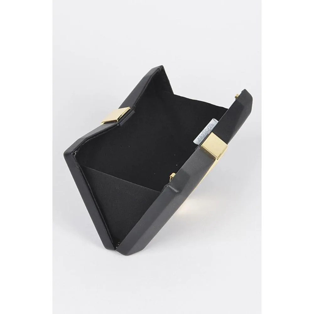 FASHNZFAB Gold Trim Iconic Bow Inspired Box Clutch