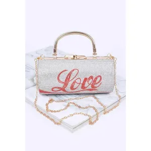 FASHNZFAB Love Rhinestone Convertible Box Clutch