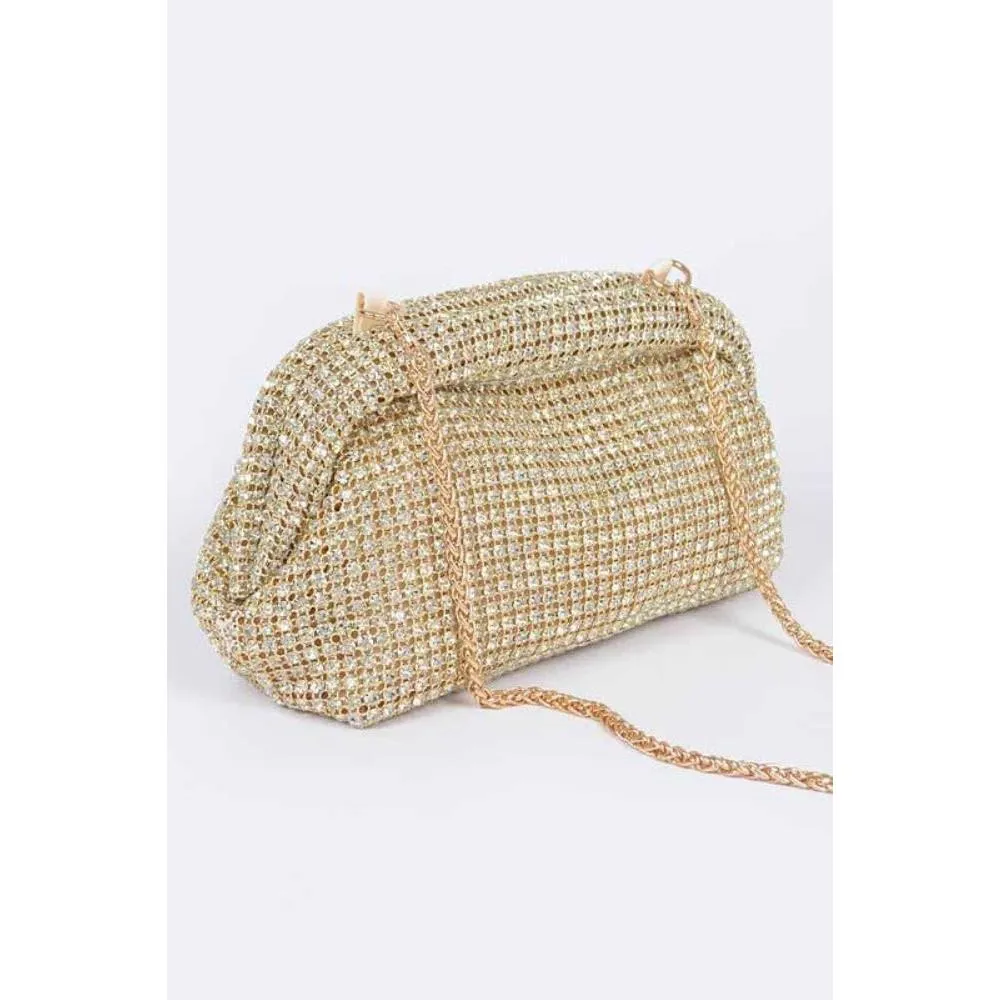 FASHNZFAB Oversize Rhinestone Convertible Soft Clutch Bag