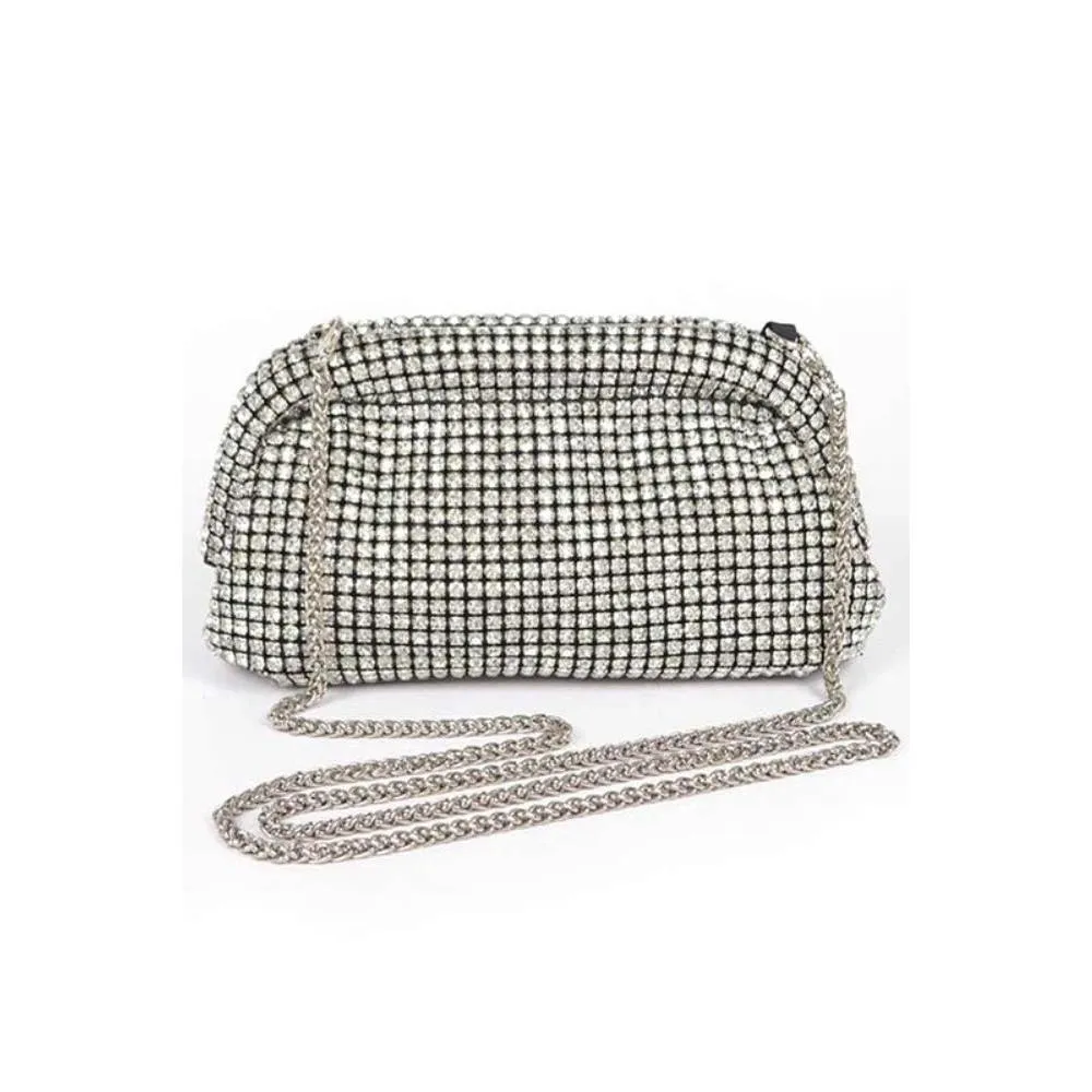 FASHNZFAB Oversize Rhinestone Convertible Soft Clutch Bag