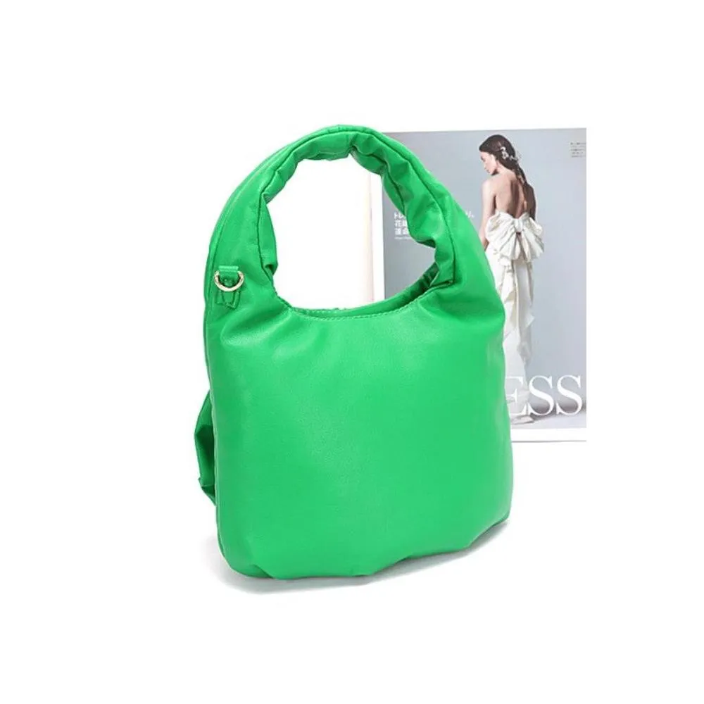 FASHNZFAB Pleated Flower Top Handle Clutch