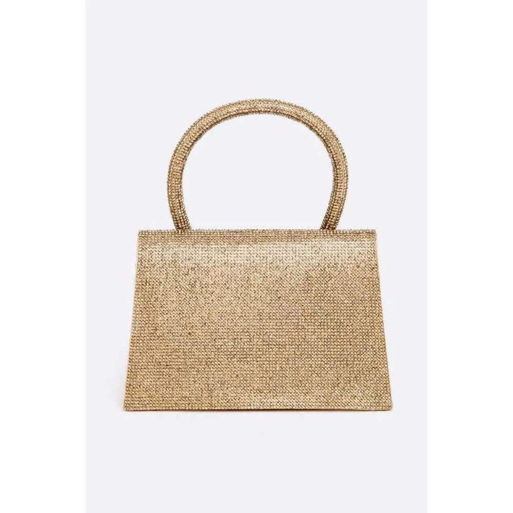 FASHNZFAB Rhinestone Convertible Top Handle Clutch Bag