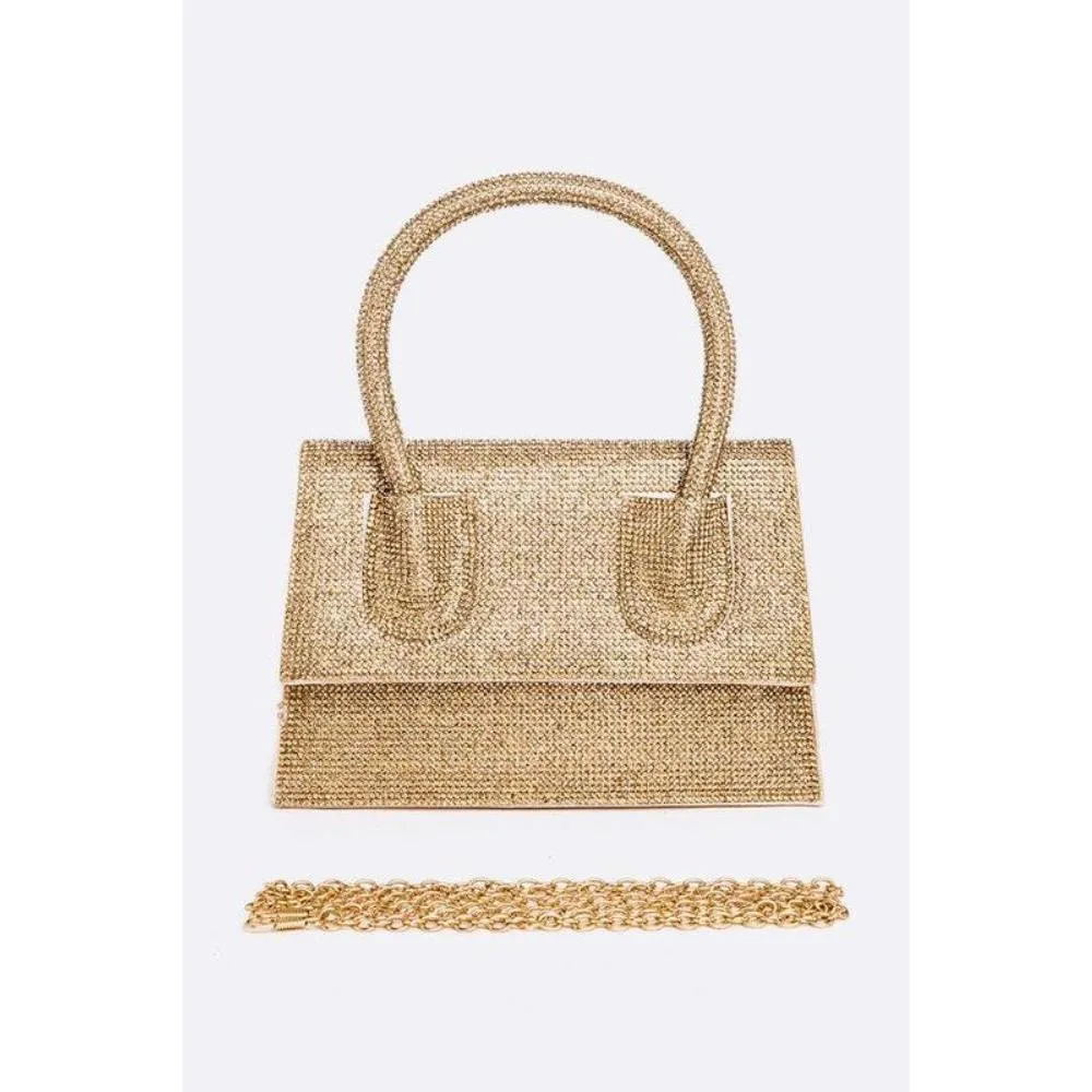 FASHNZFAB Rhinestone Convertible Top Handle Clutch Bag