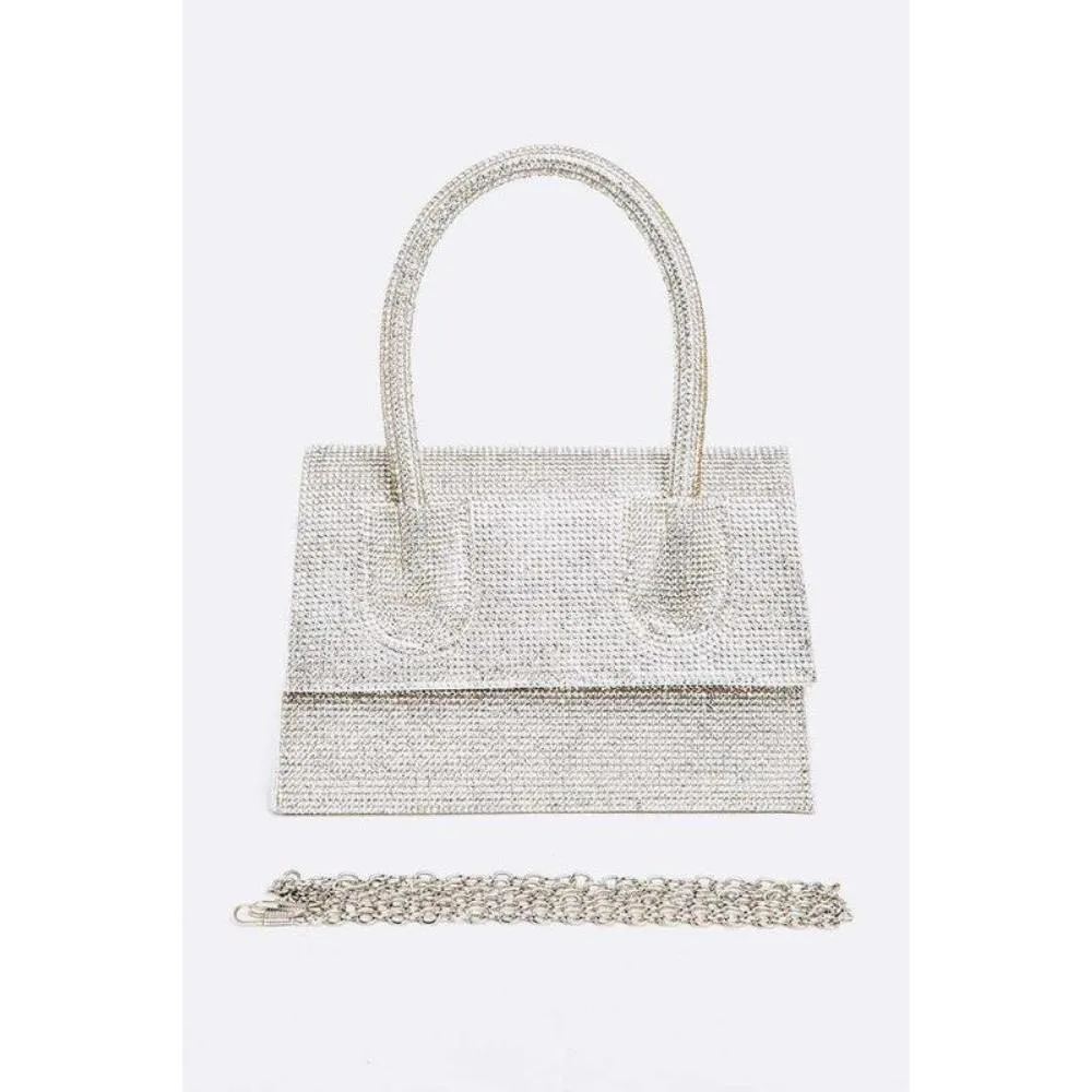 FASHNZFAB Rhinestone Convertible Top Handle Clutch Bag