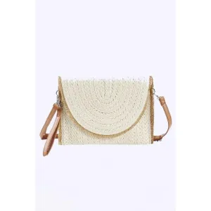 FASHNZFAB Solid Color Straw Convertible Swing Clutch Bag