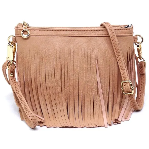 FASHNZFAB Western Fringe Clutch Cross Body Bag