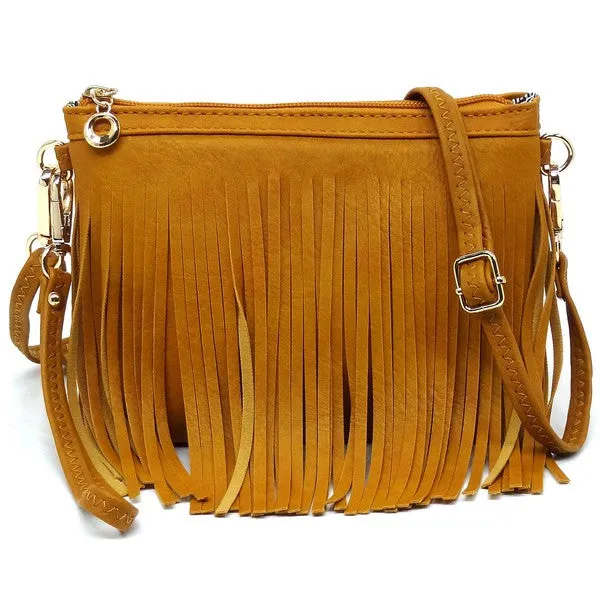 FASHNZFAB Western Fringe Clutch Cross Body Bag